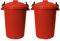 TENLITE Set of 2-50Litre RED Heavy Duty Plastic Clip Lock Lid Bin Indoor or Outdoor Rubbish, Trash Can, Dustbin Waste or Storage of Animal Feed, Colourful Bins - Made in U.K. (Red)
