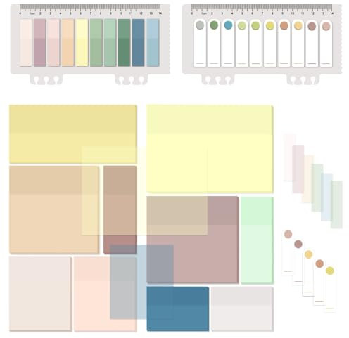 BAYTORY 900 Blatt Wasserfeste Haftnotizen, Transparente Klebezettel, 7,6 x 7,6 cm, Registertabs Beschreibbare, durchscheinende Aufkleber Für Notizbücher (Multicolour Satz)