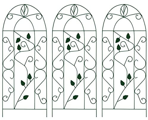 BaraSh Rankgitter 3 STK. Schwarz 40×100 cm Eisen Spaliere Und Rankhilfen, Rosenstütze, Kletterhilfe Für Pflanzen, Tomatenturm, Kletterrosen, Rosenrankgitter