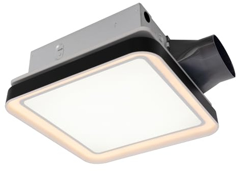 Akicon Bathroom Exhaust Fan with Light, 50-80-100 CFM DC Motor, 1.2 Sones 3CCT LED Light 2700K/4000K/5500K with 7W Night Light Quiet Energy Saving Ceiling Fan, Black