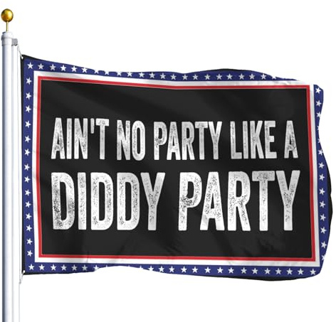 ZOOBO Ain't No Party Like A Diddy Party Lustige Flaggen für Zimmer, Teenager, 90 x 150 cm, Weiß