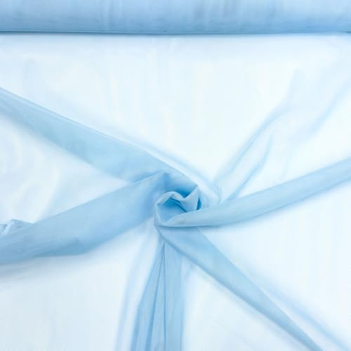 MAGAM-Stoffe Jasmin weicher Tüllstoff für Bekleidung Deko Soft Tüll Meterware (19. Hellblau)