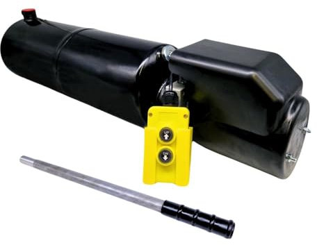 Flowfit Paquete de energía hidráulica de acción simple de 24 V CC, tanque de acero de 1,6 kW y bomba de mano de respaldo (depósito: 12 litros)