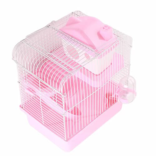 Hamsterkäfig, Zweistufige Belüftung des Hamsterlebensraums, Großer Raum für Einfache Installation, für Kleine Haustierhamster (Rosa)