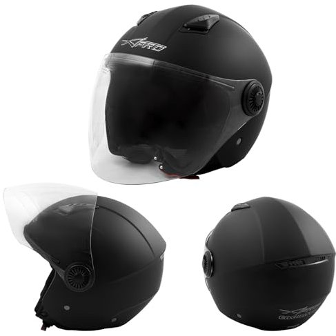 Motorradhelm Motorrad Roller Jet Langes Visier Helm ECE 22 Mattschwarz XXL