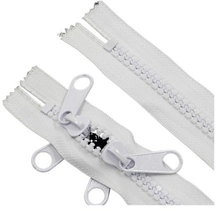 QSCTYG Cerniera 100-600cm Doppi cursori Decorativi Cerniera Chiusa a Due Vie for Borsa da Tenda Cerniere Esterne Accessori for Cucire Fai da Te(White,100CM-1PC_NO10)