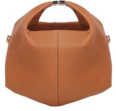 Polene Taschen für Damen, Knödeltasche, Polene Cyme Taschen, Luxus-Taschen für Damen, Kunstleder, modisch, luxuriöser Griff, Braun, Small