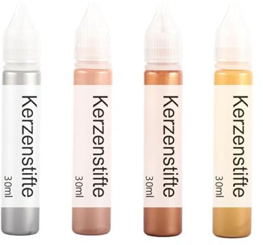 Scentoria 4 Stück Wachsstifte für Kerzen, Kerzen Bemalen Set 4x30 ml Kerzenstifte, Keramik Bemalen Set, Kerzen Selber Machen Set, Candle Pen, Kerzenstifte zum Verzieren （Perlglanz）