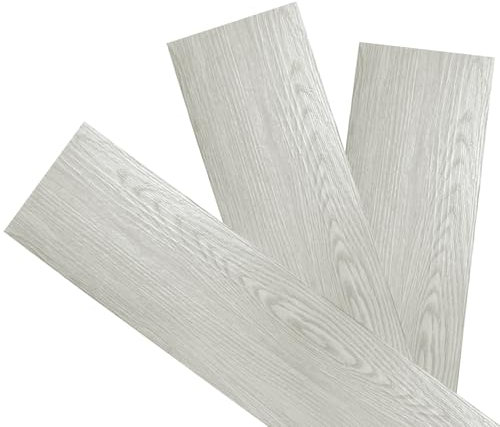 𝐋𝐚𝐯𝐢𝐞𝐯𝐚 36Pcs Self Adhesive Wood Effect Vinyl Flooring Floor Planks Tiles, 5m² Peel and Stick Vinyl Flooring Planks, Wooden Flooring Waterproof Stickers for Home, Bedroom DIY (White Oak)