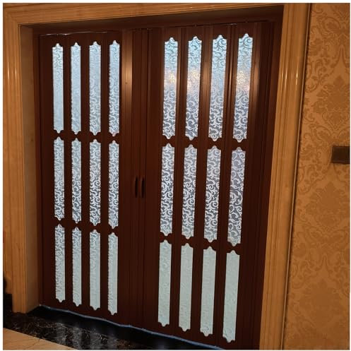 Porta a Soffietto da Interno Porte A Due Ante Interno Porta A Fisarmonica - Finestra Acrilica Smerigliata, IN PVC Porta Scorrevole Del Armadio Parete Divisoria Della Stanza(93x80in(236.2x203cm))