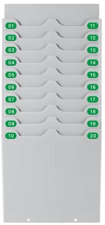 Qerwsdty Einziehbarer Anwesenheitsständer, Stempelkartenhalter, Anwesenheitskartenhalter, Stempelkartenhalter mit 20 Positionen, Kartenhalter für Mitarbeiter