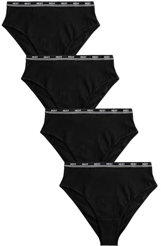 NEXT Damen 4er-Pack Slips mit Logo, hoher Beinausschnitt Schwarz 36
