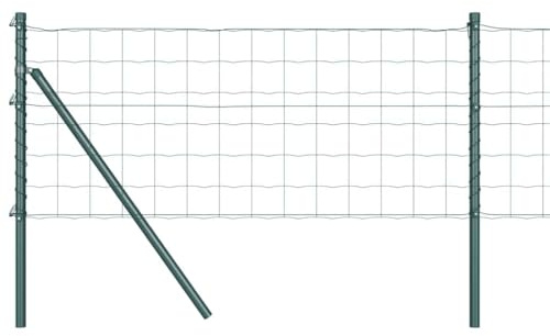 vidaXL Zaun mit Pfosten Grün 0,4 x 50 m Stahl und PVC, Garten- und Terrassenzaun, moderne Außenpaneele, haltbare Barriere, stylische Privatsphäre, vielseitiges Set