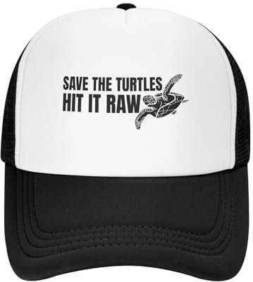 KWQDOZF Save The Turtles Hit It Ra-W Hat Lustige Mesh-Baseballkappe für Männer und Frauen
