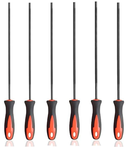 SKZIRI Professional Chainsaw File Set, 6-Piece Round Sharpener Kit with Comfort Grip Handles, 1/8, 5/32, 11/64, 3/16, 13/64,7/32 Sizes
