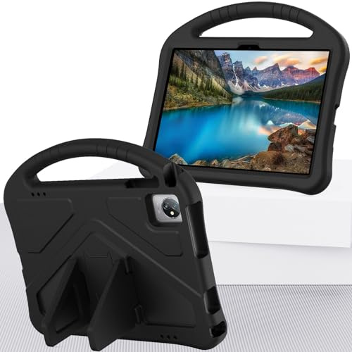 Tablet-PC-Hülle, leicht, stoßfest, kinderfreundlich, kompatibel mit DragonTouch Notepad 102 10 Zoll (2023), mit Griff, Ständer, verdickter Eckenschutz, Tablet-Schutzhülle, Schwarz