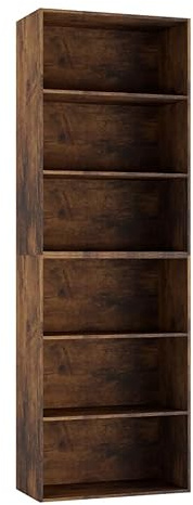 URBNLIVING 6 Tier Wide Bookcase – Deep Storage Shelf Cabinet and Modern Display Unit for Living Room, Dining Room & Home Office