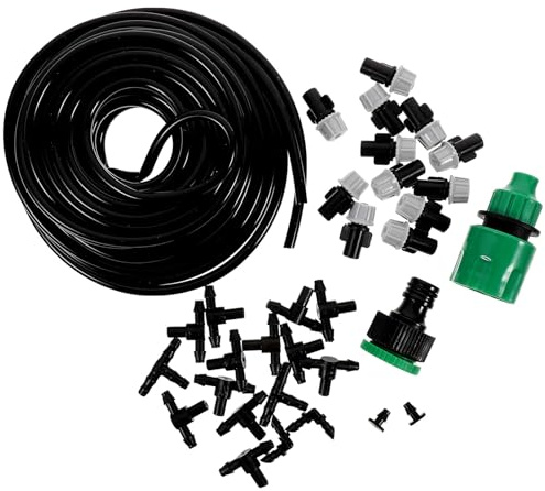 SEWACC Kit per impianto di irrigazione da giardino 33 pezzi tubo 10M e nastro gocciolante regolabile per orto aiuole e piante in vaso