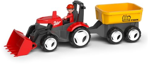 MultiGO Traktor Auto Spielzeug Zetor mit Schaufel, Anhänger & Figur für Junge – Lernspielzeug für Kinder ab 3 Jahren, Fördert Fantasie, Motorik & Rollenspiel (Rot)