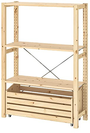 ProTuning IVAR Regal mit Aufbewahrungsbox, Kiefer, 89x30x124 cm