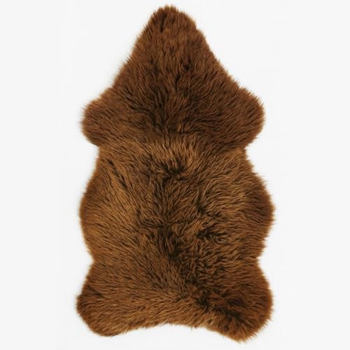 Provellus Echtes Öko Schaffell Naturbraun – Hell (Grizzly) & Dunkel (Hellbraun (Grizzly), 90–110 cm)