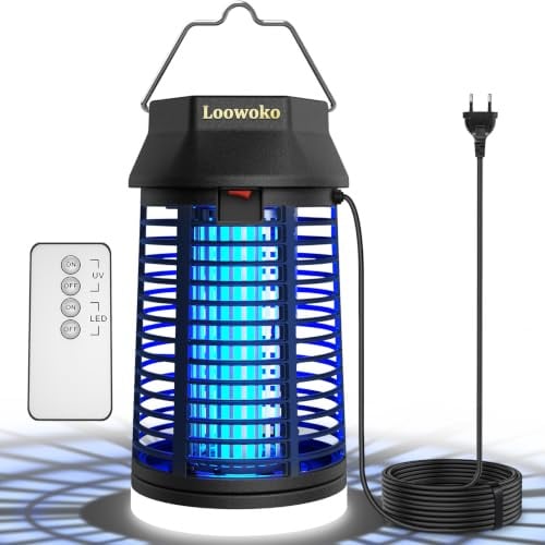 Insektenvernichter Elektrisch Mit 1,5 m Kabel und Fernbedienung, 4200V Mückenlampe Mit LED-Licht, Wasserdicht Fliegenfalle Elektrisch Mosquito Killer, Anti Mücken Lampe für Innen Outdoor Haus Patio