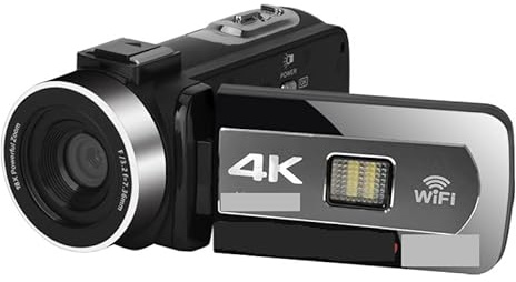 Video Camera, 4K Video Cameras Stream Auto Focus 4KMP Digital Camcorder Slow Motion Microphone Vlog Recording Camcorder Webcam(No SD Card,Standard)