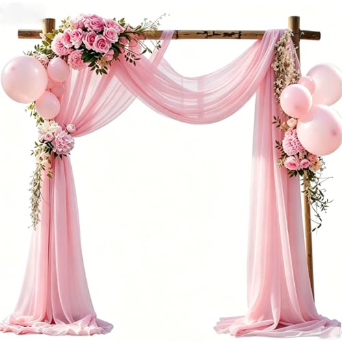 Whcctl 1.6 * 8m Decoracion Boda, Arco de Boda, Cortina de Tul, Arco Nupcial, Cortina Transversal de Tul, para Ceremonia, Recepción, Fiesta, Telón de Fondo (Rosa)