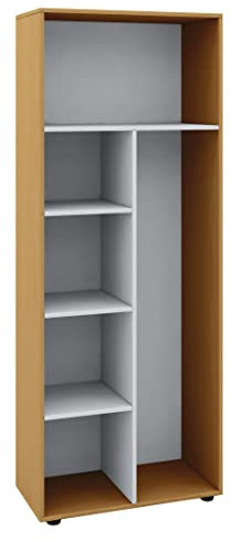 VCM Holz-Besenregal | 6 Fächer | Maße: 70 x H. 178 x T. 40 cm | Putzschregal | ohne Türen - Vandol Buche