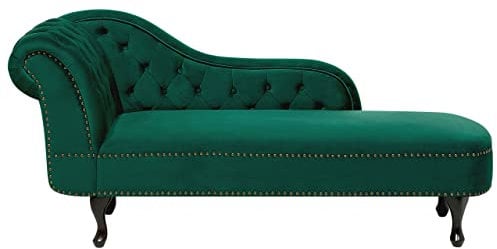 Retro Récamiere im Chesterfield Style Samtstoff linksseitig grün Nimes