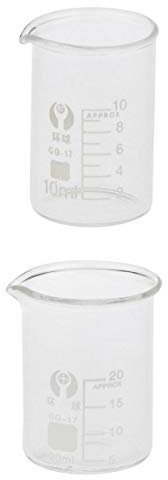 2 Pcs Glas Messbecher Labor Laborglas Becherglas, Low Form 20ml 10ml