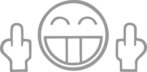 Autoaufkleber Fuck You Face JDM Silber Sticker Aufkleber Tuning Fun Gesicht Stinkefinger Car LKW Moped Motorrad Simson Bike Zweitakter