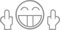 Autoaufkleber Fuck You Face JDM Silber Sticker Aufkleber Tuning Fun Gesicht Stinkefinger Car LKW Moped Motorrad Simson Bike Zweitakter