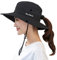 Women's Sun Hat Outdoor UV Protection Foldable Mesh Bucket Hat Wide Brim Summer Beach Fishing Cap Pure Black