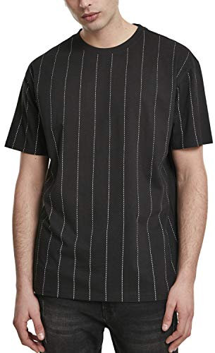 Urban Classics Herren T-Shirt Oversized Pinstripe Tee T-Shirt, Black, S