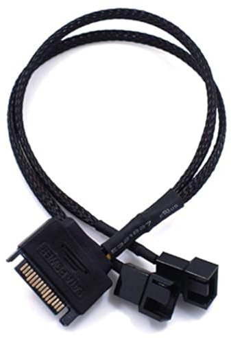 ZYAMY 2pcs Computer Cooling Fan Hub SATA to 2 x 3 Pin / 4 Pin PMW 12V PC Case Fan Power Adapter Cable, 3-Pin or 4-Pin (PWM Connector) to 15 Pin SATA Computer Cooler Cooling Fan Splitter Y Power Cable