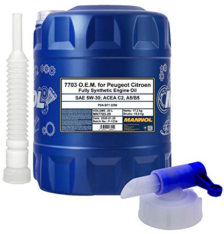 20l, MANNOL 7703 O.E.M. 5W-30 C2/C3 DPF + Ausgießer + Zapfhahn