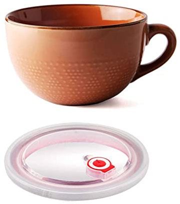 ZFHUAFENG Large Coffee Cup Soup Mug Ith, Ceramic Soup Bowls Lid & Handle Salad Bowls for Cereal Milk Dessert Oatmeal Ramen Bowls, Microwave Safe