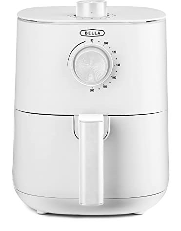 BELLA Friggitrice ad Aria Manuale da 3 L, Multifunzione 5-in-1 con Vassoio e Cestello Antiaderenti Rimovibili e Lavabili in Lavastoviglie, 1400 Watt, Bianco Opaco