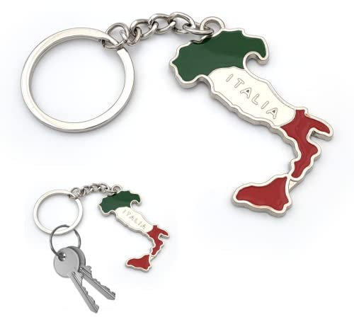 Powersell Portachiavi Tascabile con Anello Porta Chiavi Bandiera Nazionale Italiana Italia in Metallo, Accessorio per Uomo e Donna, Idea Regalo (ITALIA)