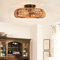 LJX Industrial Caged Ceiling Fan with Lights and Remote, DC Hemp Rope Retro Design, Silent, E27 Base, Timer, Reversible, Vintage, Bedroom Bar