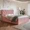 MOTIVENA Aspen Boxspringbett 140x200 mit Bettkasten und Topper, Polsterbett 140x200 mit Bettkasten, Bonellfederkern-Matratze (H4), T28 Komfortschaumstoff Topper (H3), Samt, Rosa (Pink)