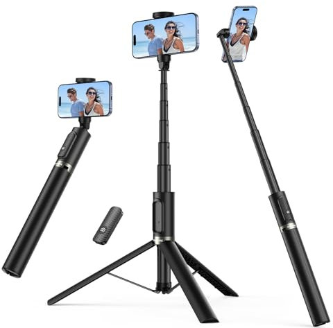 SYNCWIRE 140CM Selfie Stick Handy Stativ mit Fernauslöser Aluminium Selfie Stange mit 360° Drehbar Handy Stativ für Smartphone Kompatibel mit iPhone 16 Pro Max/15/14/13 und Android-Telefone, Schwarz