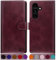 SUANPOT [RFID Schutz für Samsung Galaxy S24 5G Hülle PU Leder Handyhülle Lederhülle Klapphülle Kartenfach Flip Cover für Samsung S24 Handy hülle Leather Wallet Phone Case Rotwein