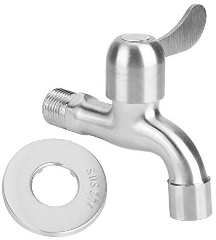 BORDSTRACT Rubinetto Per Lavello Mop, G1/2 Rubinetto Singolo Acqua Fredda in Acciaio, Inossidabile Rubinetto Acqua a Parete Per Casa Bagno Cucina Giardino
