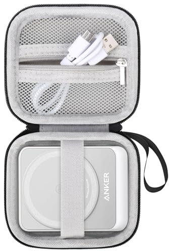 Supmay Hard Travel Case for Anker MagGo 3-in-1 Charging Station, Foldable Magnetic Charging Station Storage Holder Bag with Zipper Mesh Bag for USB-C Cable, Black+Grey