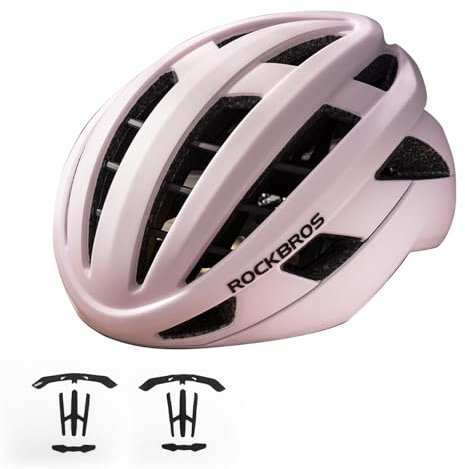 ROCKBROS Fahrradhelm Integrierter Radhelm, Leichter Cityhelm Rennradhelm, Robuster Atmungsaktiv für Mountainbikes Rennräder Unisex Erwachsene Damen und Herren M(54-58cm) Rosa-matt