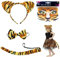 Tiger Kostüm Set, 4-teilig: Stirnband, Fliege, Schwanz, Ohren, Gesicht Kunst Aufkleber - Tierkostüm für Damen und Kinder, Karneval, Fasching, Halloween Party
