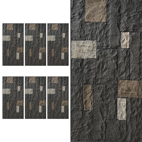 PU Material Rock 3D Wall Panels - Interior Exterior Artificial Faux Pu Stone Wall Panels for Porch Garage - Decorative Accent Wall Covering Panels