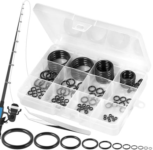 Annyswit 90 Stück/11 Größen Angelrutenführung Rutenring Set mit Pinzette, Angelrute Reparatur Set, Hochfeste verschleißfeste Angelruten Keramikführungen Set, Keramik Angelruteringe (3,8mm-29,8mm)